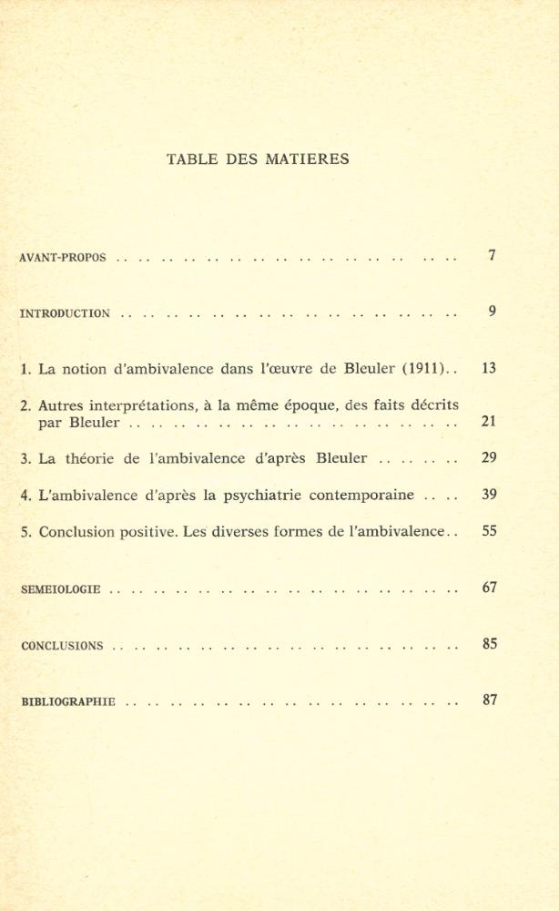 『La notion d'ambivalence : Etude critique, valeur séméiologique』 2
