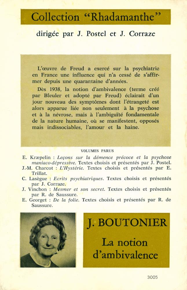 『La notion d'ambivalence : Etude critique, valeur séméiologique』 3