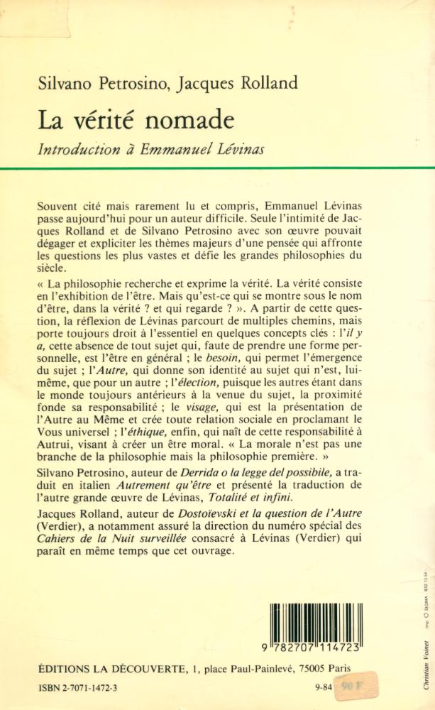 『La vérité nomade : introduction à Emmanuel Lévinas』 4