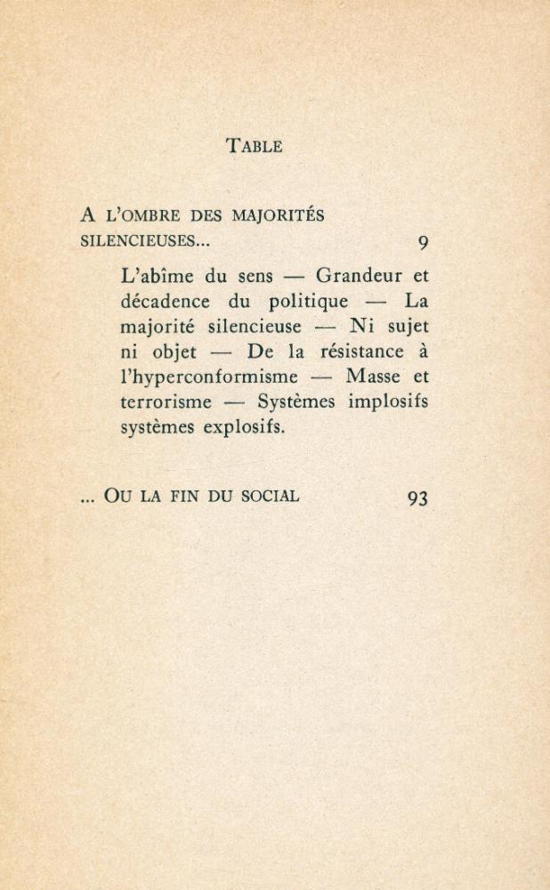 『A l'ombre des majorités silencieuses ou La fin du social』 2