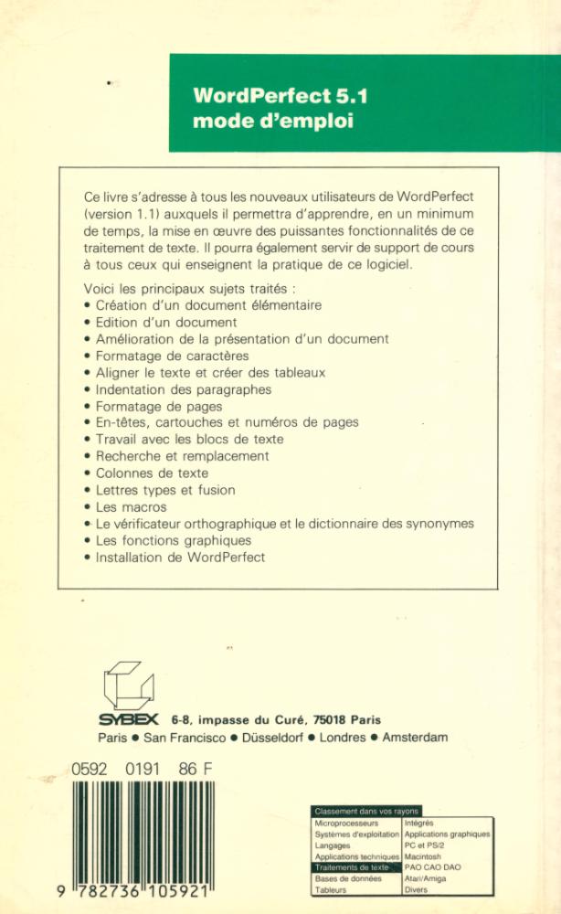『WordPerfect 5.1 : mode d'emploi』
