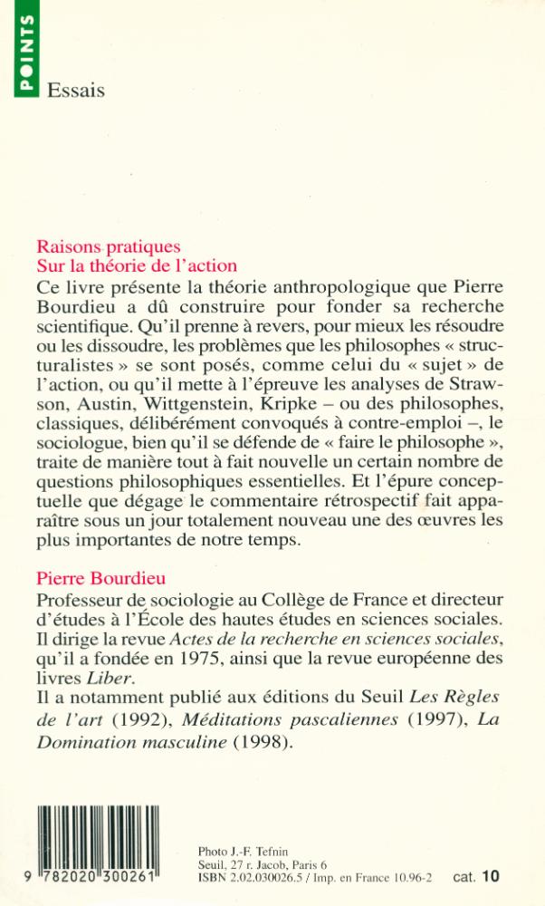 『Raisons pratiques : Sur la théorie de l'action』 4