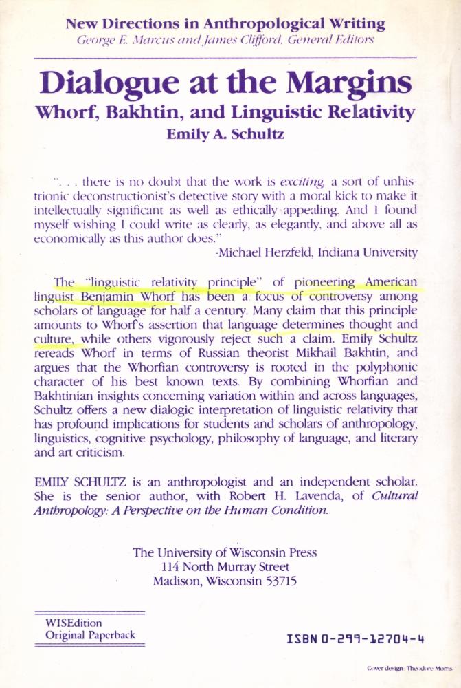 『Dialogue at the margins : Whorf, Bakhtin, and linguistic relativity』 3