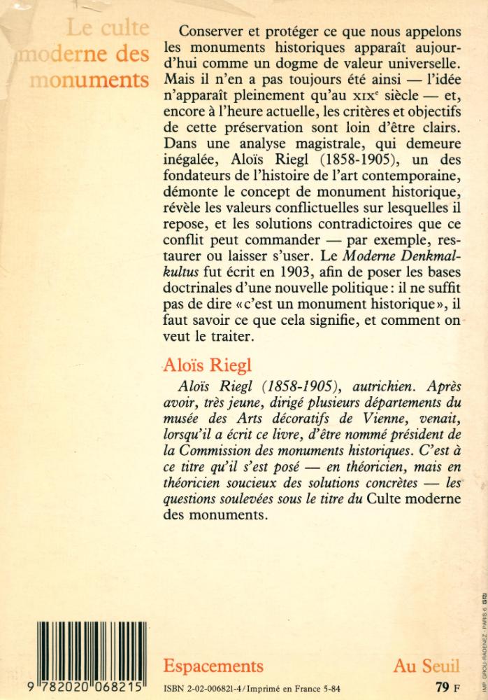 『Le culte moderne des monuments : Sons essence et sa genèse』 3