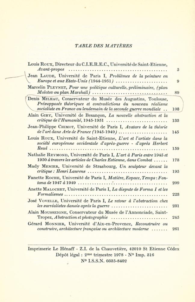 『TRAVAUX XX - ARTS ET IDÉOLOGIES : L'Art en occident 1945 - 1949』 2