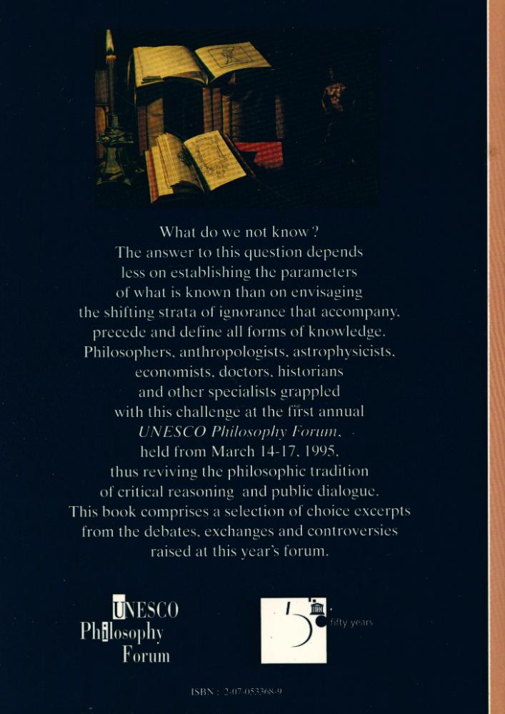 『What We Do Not Know : UNESCO PHILOSOPHY FORUM』 3