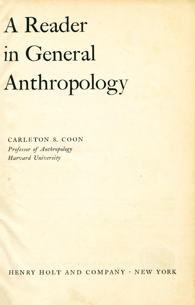 『A Reader in General Anthropology』 1