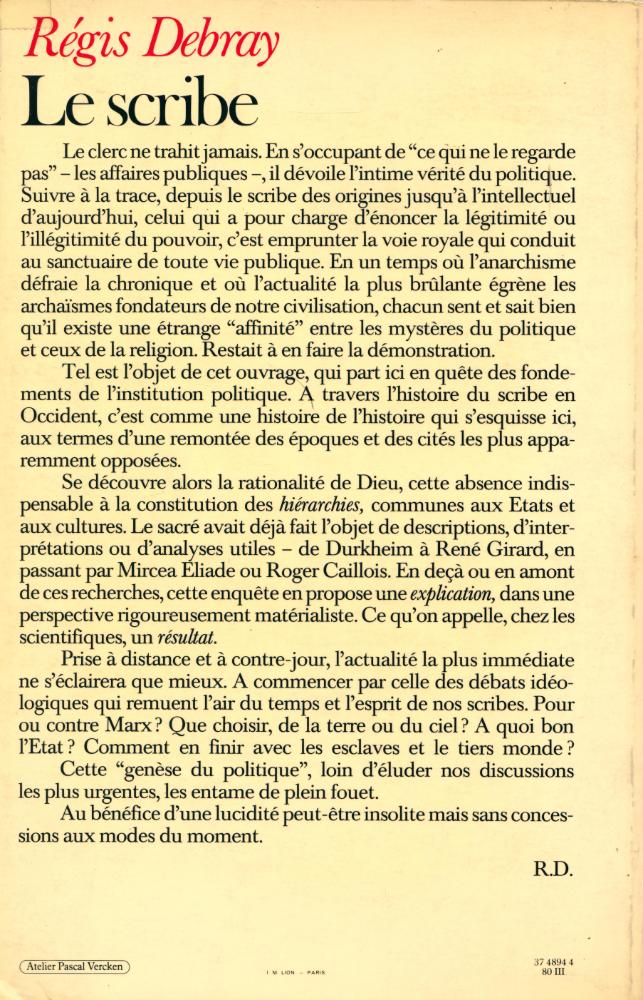 『Le scribe : Genèse du politique』 4