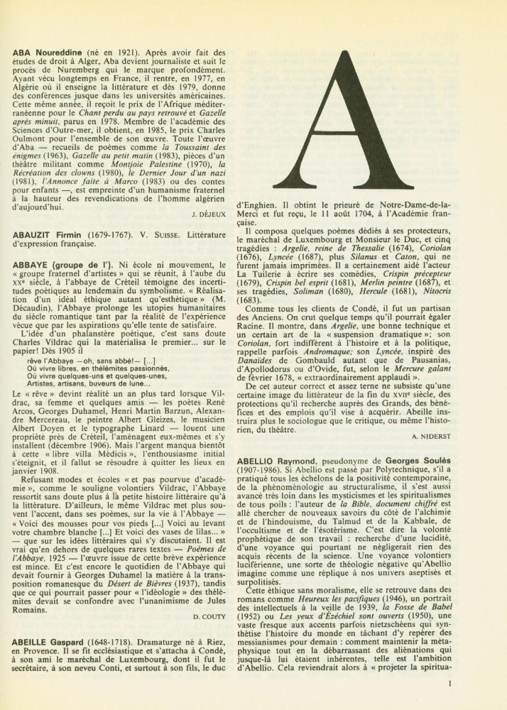 『DICTIONNAIRE DES LITTÉRATURES DE LANGUE FRANÇAISE : A - D』 2