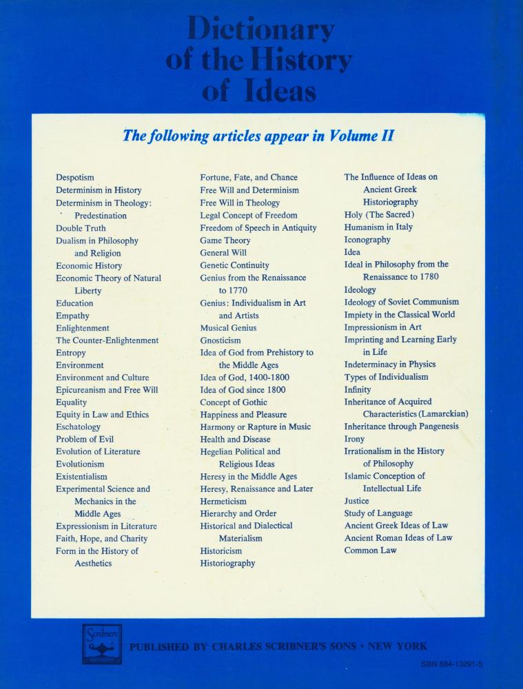 『Dictionary of the History of Ideas : Studies of Selected Pivotal Ideas :  Volume Ⅱ』 3