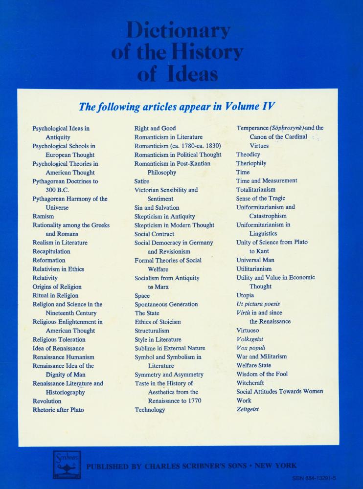 『Dictionary of the History of Ideas : Studies of Selected Pivotal Ideas :  Volume Ⅳ』 3
