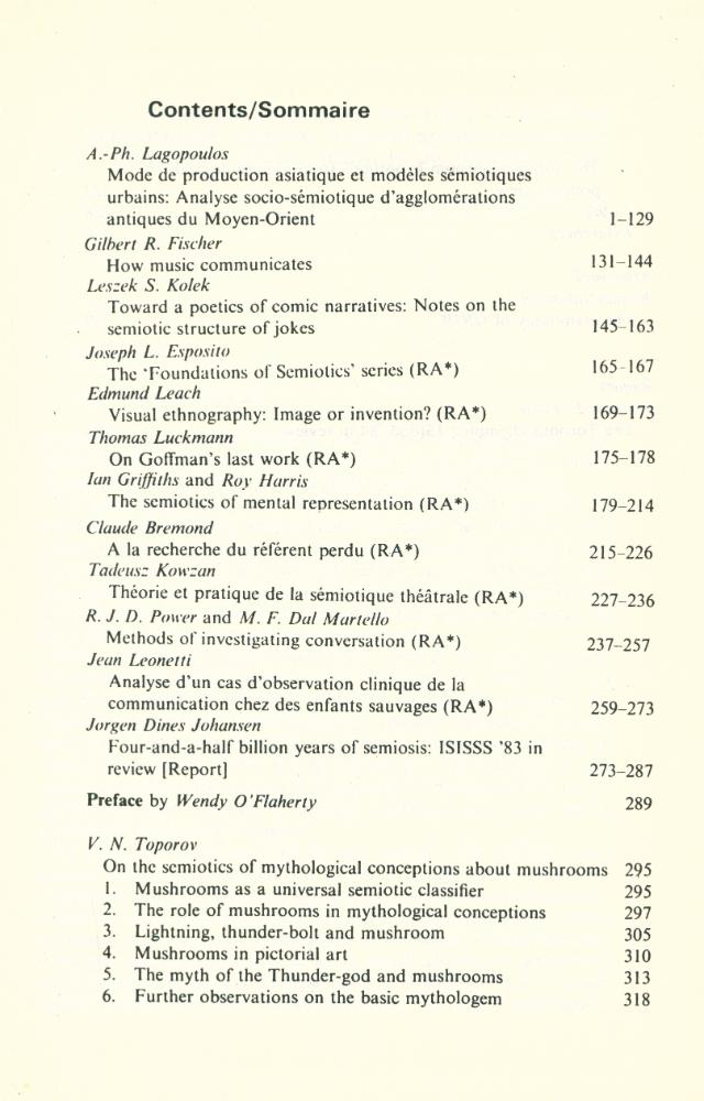 『SEMIOTICA』 1985 Volume 53 - 1/3 4