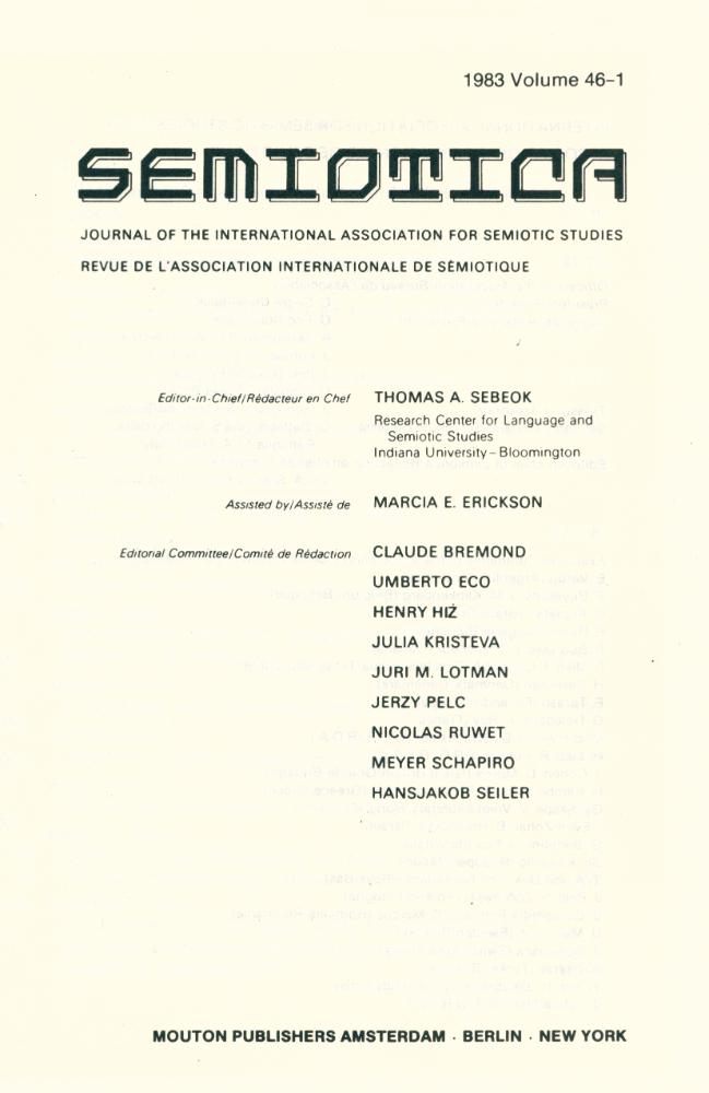 『SEMIOTICA』 1983 Volume 46 - 1 2