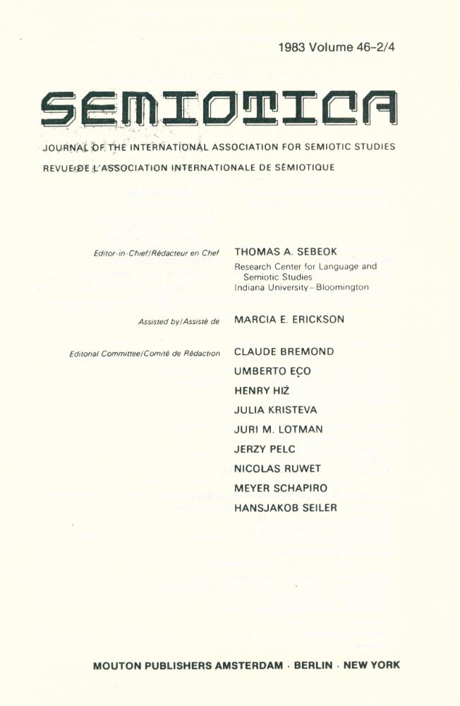 『SEMIOTICA』 1983 Volume 46 - 1 3