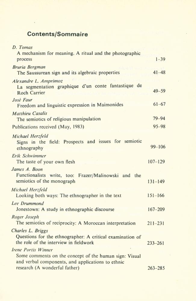 『SEMIOTICA』 1983 Volume 46 - 1 4