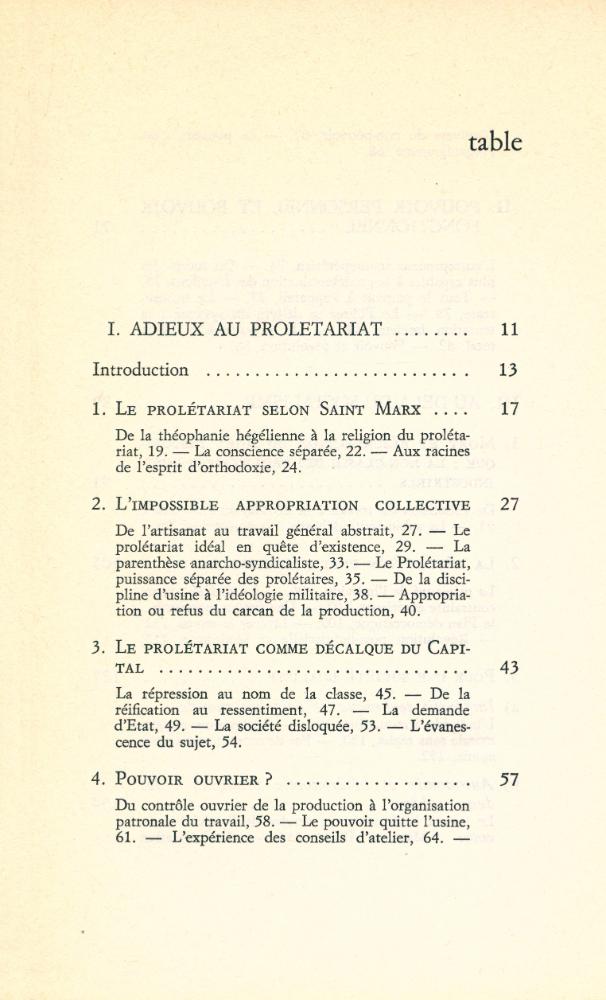 『Adieux au prolétariat : Au delà du socialisme』 2