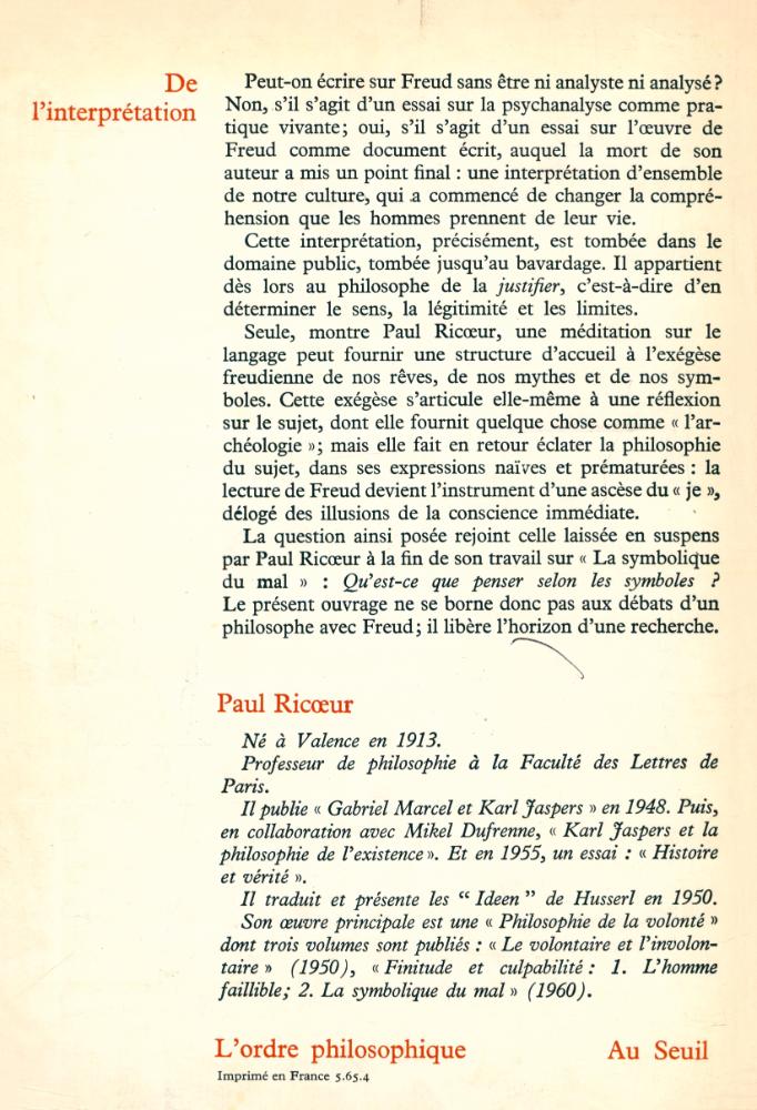 『De l'interprétation : essai sur Freud』 6