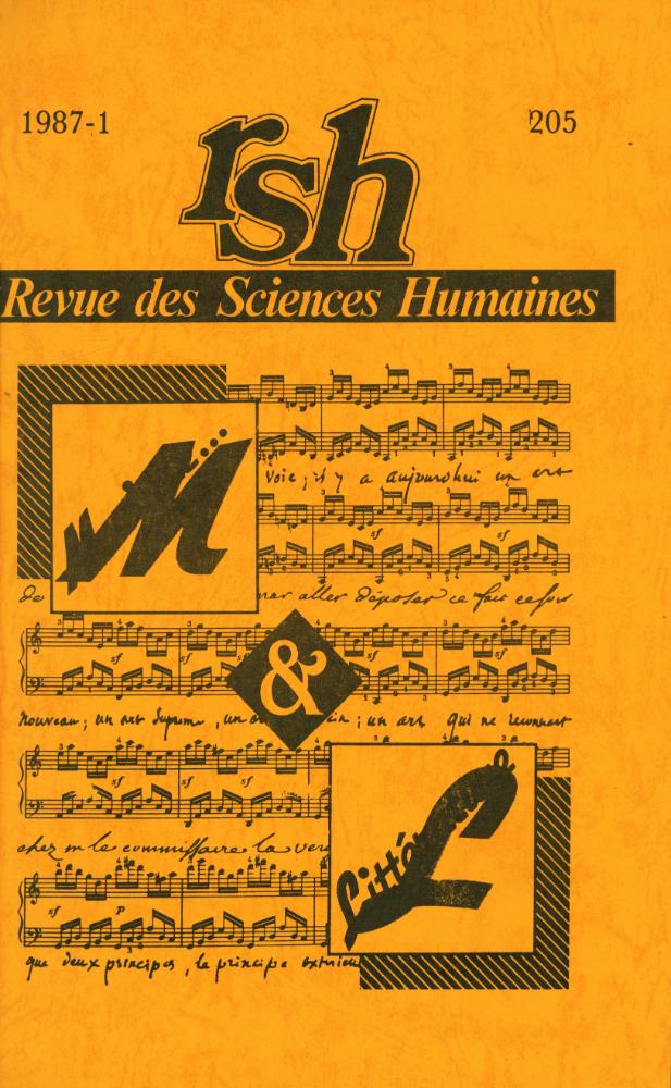 『Revue des Sciences Humaines : 1987 : 205 - 206』 1