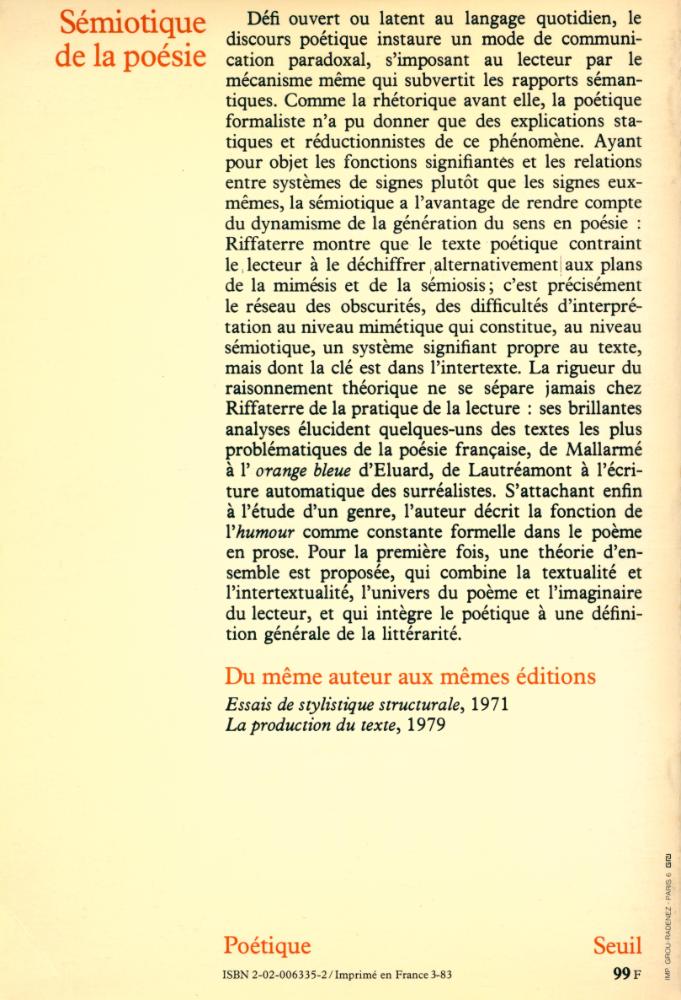 『SÉMIOTIQUE DE LA POÉSIE』 3