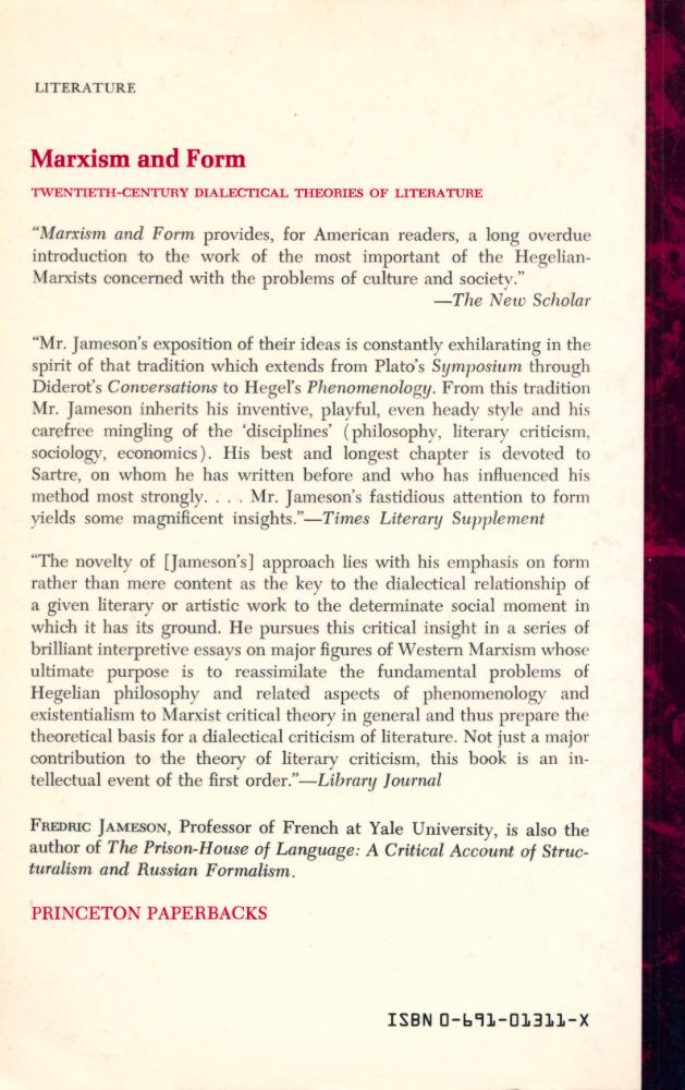 『Marxism and Form : TWENTIETH - CENTURY DIALECTICAL THEORIES OF LITERATURE』 3