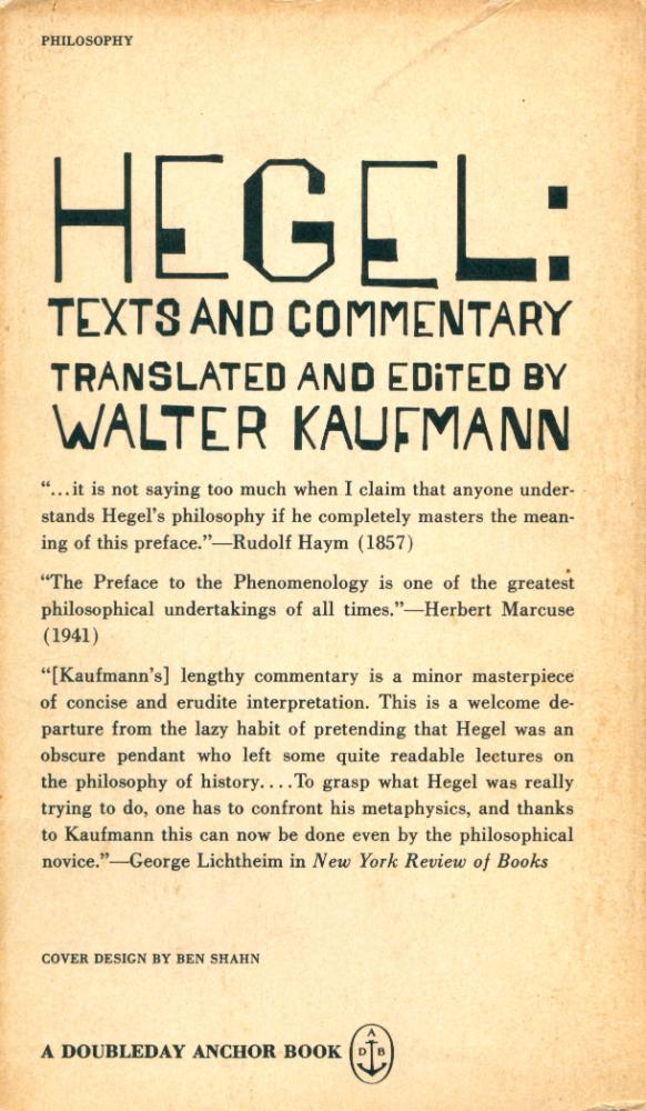 『HEGEL : TEXTS AND COMMENTARY』 3