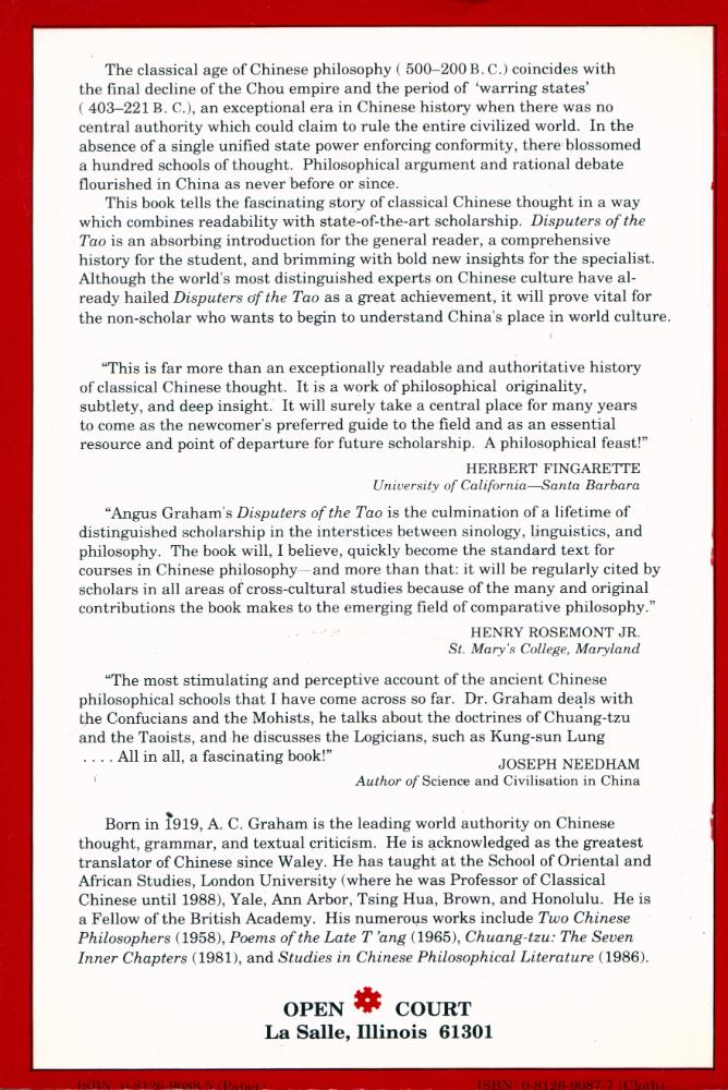 『Disputers of the Tao : philosophical argument in ancient China』 6