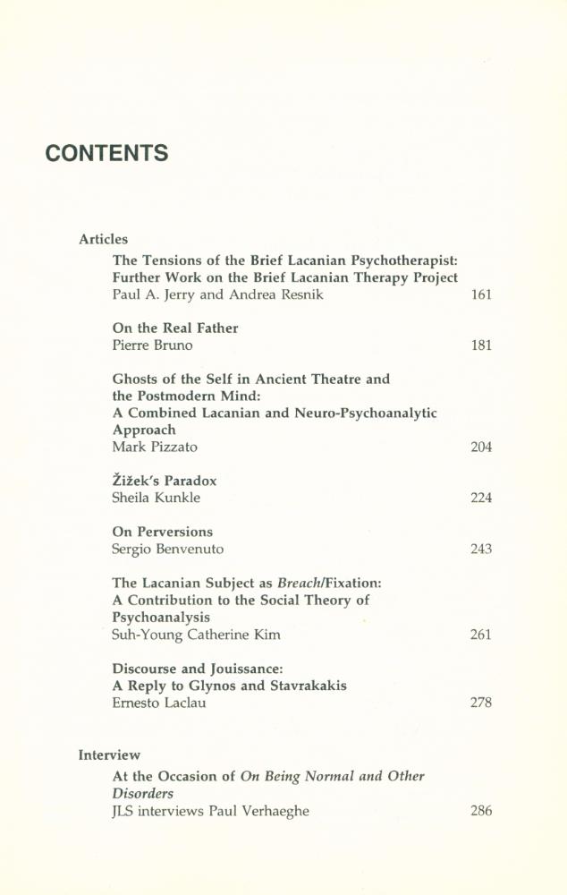『Journal for Lacanian Studies』 Volume 1, No 2 2