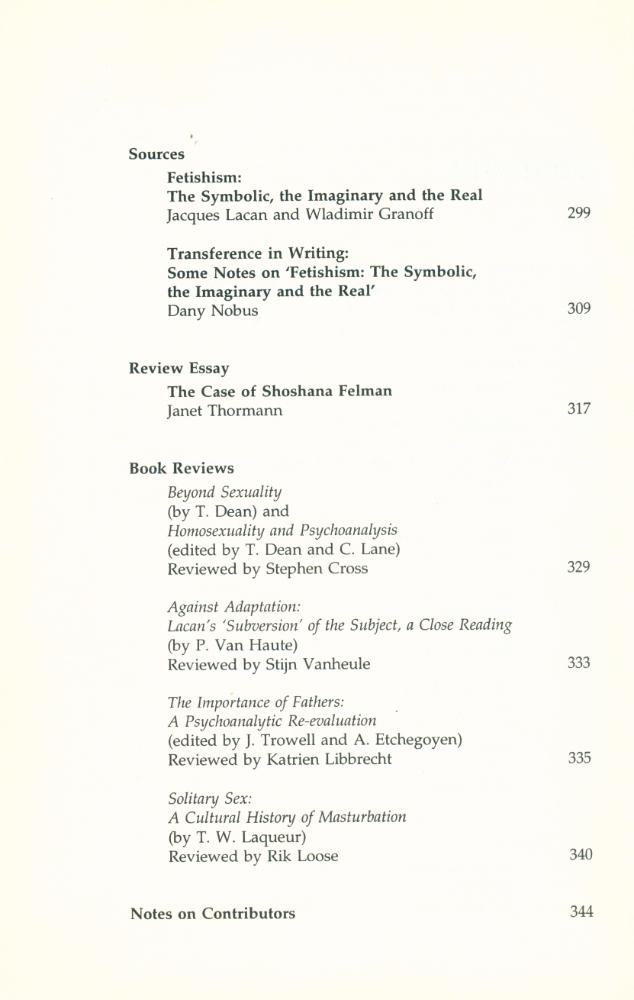 『Journal for Lacanian Studies』 Volume 1, No 2 3