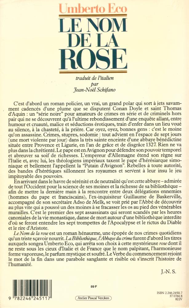 『LE NOM DE LA ROSE : roman』 7