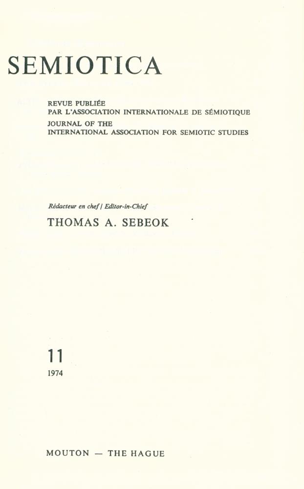 『SEMIOTICA』 VOL.11 NO.1 - 2 2