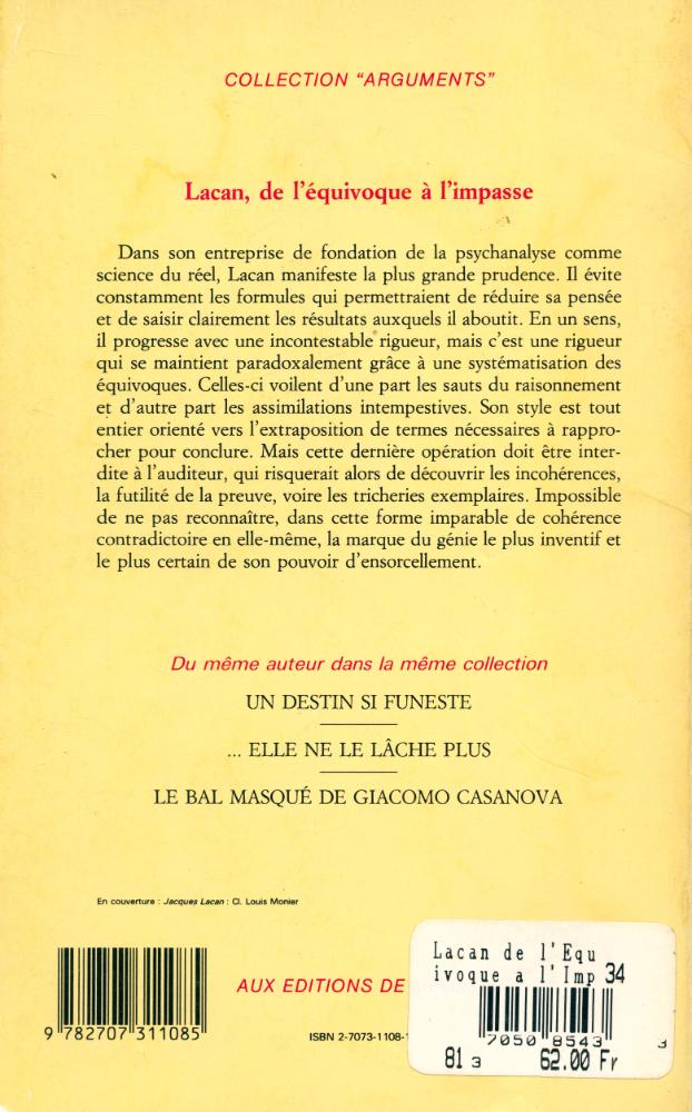 『Lacan, de l'équivoque à l'impasse』 3