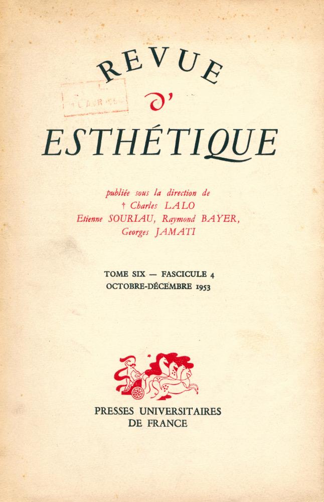 『REVUE d'ESTHÉTIQUE』 TOME SIX - FASCICULE 4  1