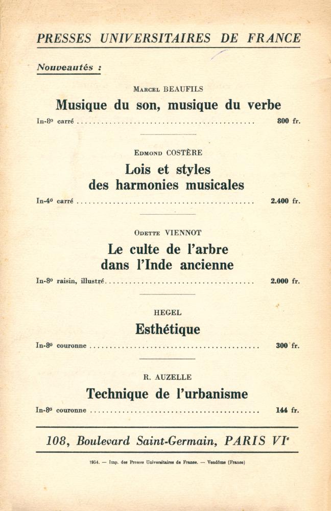 『REVUE d'ESTHÉTIQUE』 TOME SIX - FASCICULE 4  3