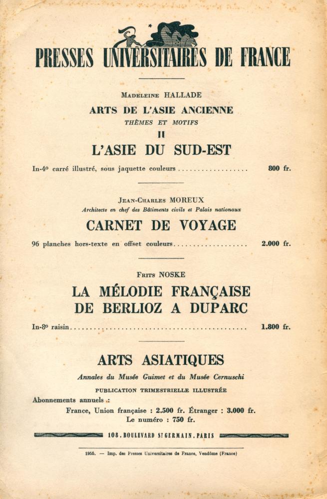 『REVUE d'ESTHÉTIQUE』 TOME SEPT - FASCICULE 3 3