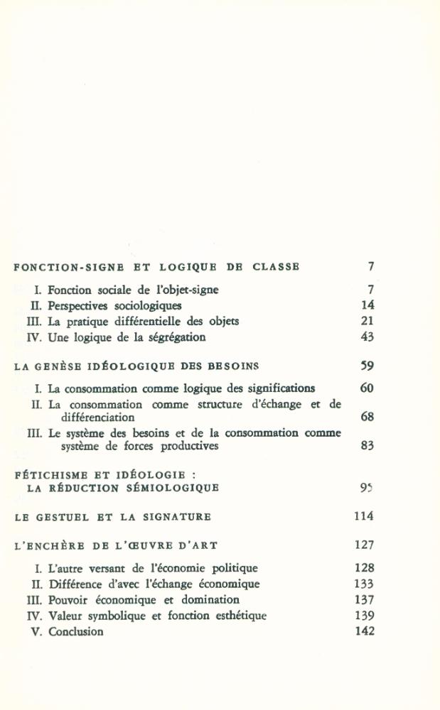 『Pour une critique de I'économie politique du signe』 2