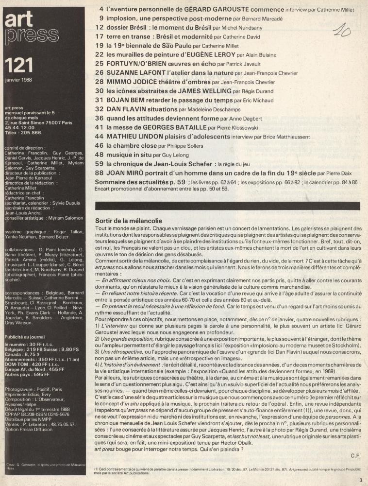 『art press』 No. 121 - JAN. 88 2