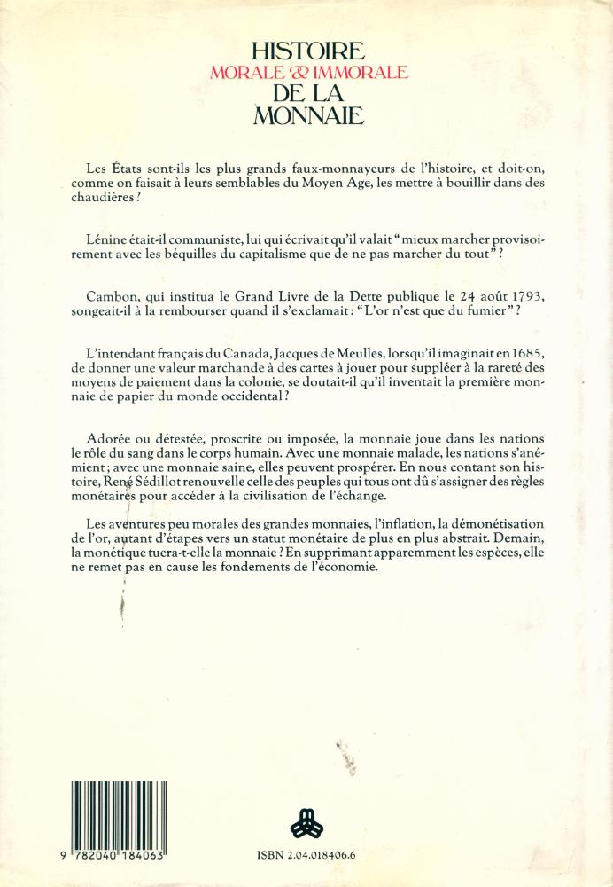 『HISTOIRE MORALE ET IMMORALE DE LA MONNAIE』 3