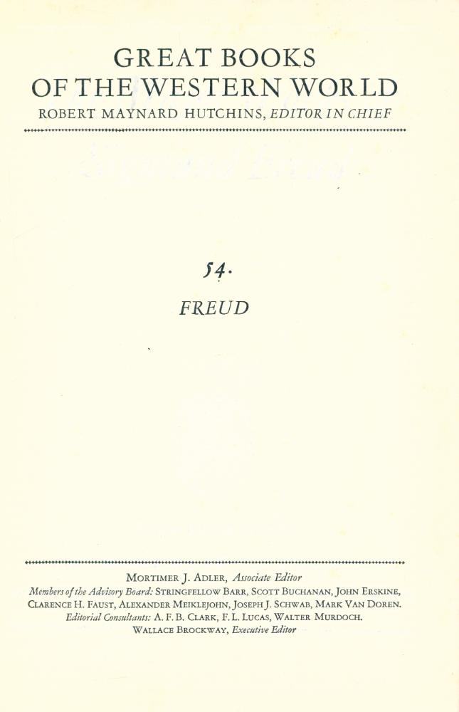 『GREAT BOOKS OF THE WESTERN WORLD : 54  Sigmund Freud』 1