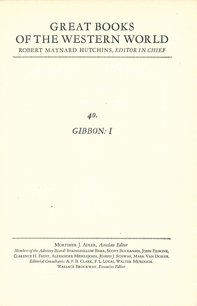 『GREAT BOOKS OF THE WESTERN WORLD : 40 GIBBON Ⅰ』 1