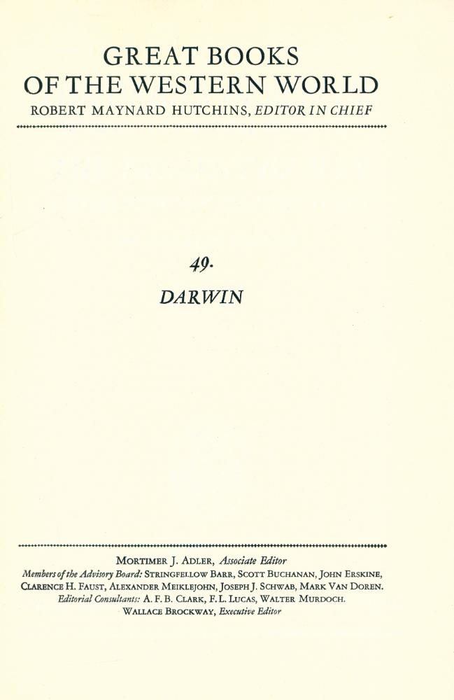 『GREAT BOOKS OF THE WESTERN WORLD : 49 DARWIN』 1