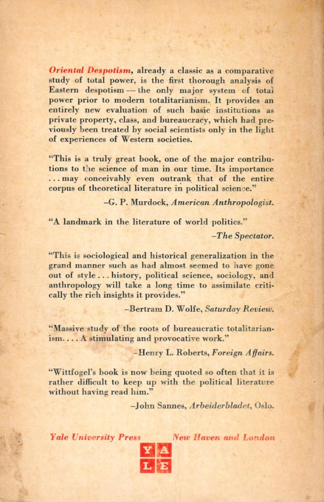 『ORIENTAL DESPOTISM : A COMPARATIVE STUDY OF TOTAL POWER』