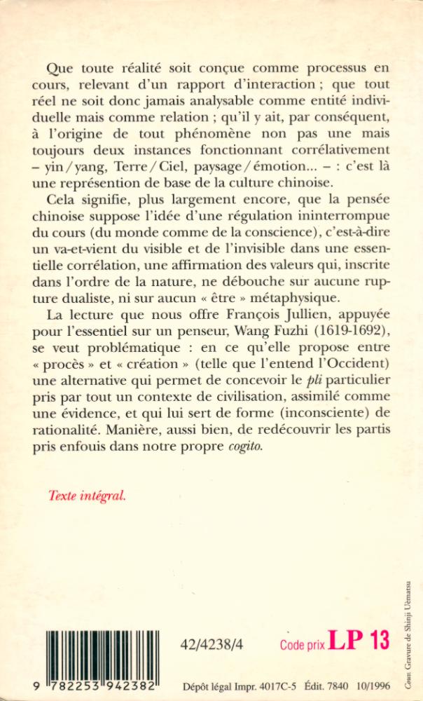 『Procès Ou Création : Une introduction à la pensée des lettrés chinois : Essai de problématique interculturelle』 4