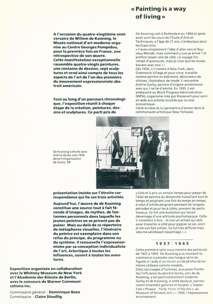 『Petit journal de l'exposition De Kooning』 2