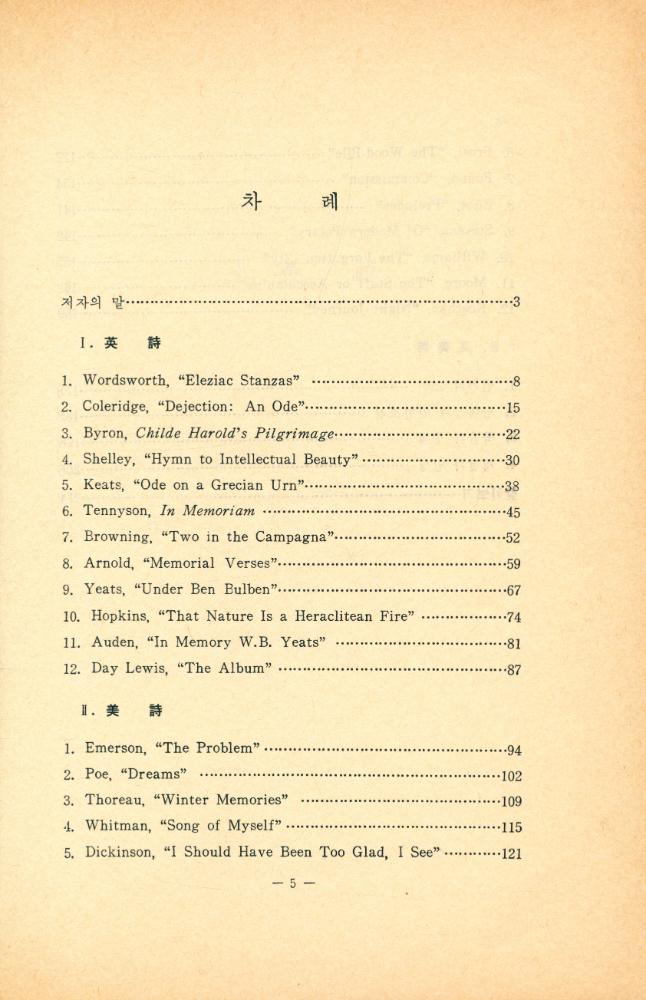 『英美詩 槪觀(영미시 개관)』 2