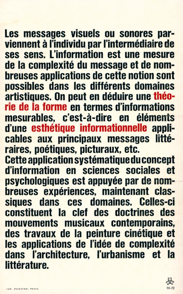 『THÉORIE DE L'INFORMATION ET PERCEPTION ESTHÉTIQUE』 7