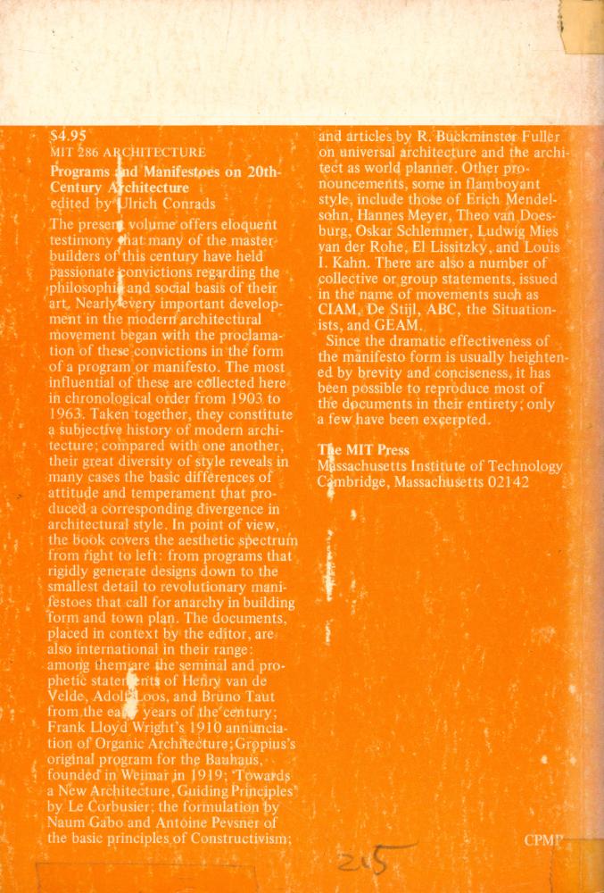 『Programs and manifestoes on 20th - century architecture』 6