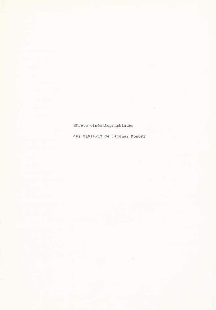 「Effets cinématographiques des tableaux de Jacques Monory」 1