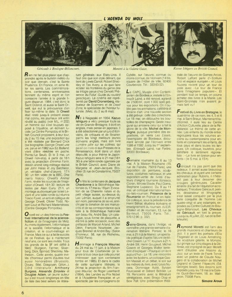 『MAGAZINE LITTÉRAIRE』 N° 207, MAI 1984 2