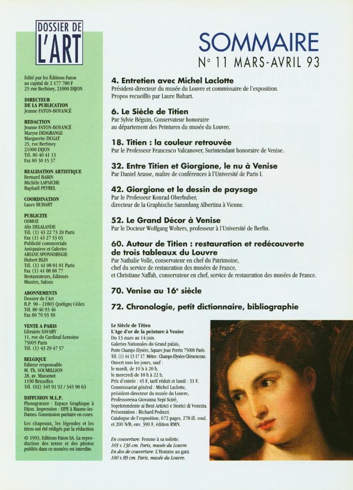 『DOSSIER DE L'ART』 N° 11 MARS - AVRIL 1993 2