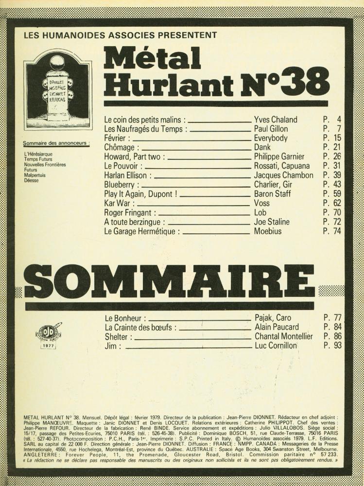 『Métal hurlant』 N° 38, février 1979 2